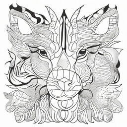 Craft a monochrome coloring page featuring a variety of animals designed with appealing patterns