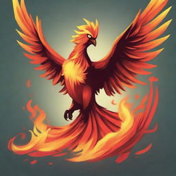 Generate a comics-styled illustration of a tiny, fiery phoenix.