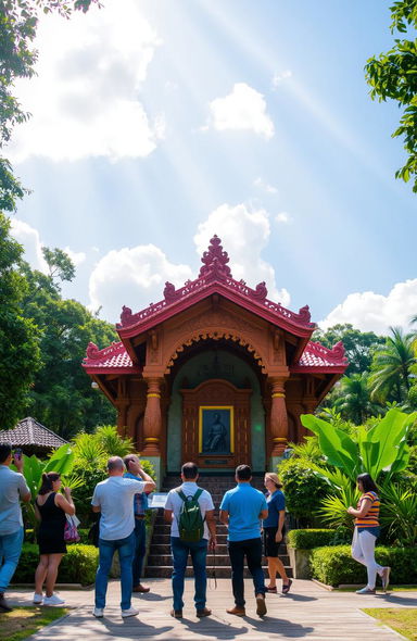 A serene and inviting scene showcasing the shrine of Dr