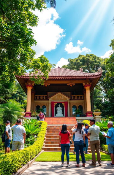 A serene and inviting scene showcasing the shrine of Dr