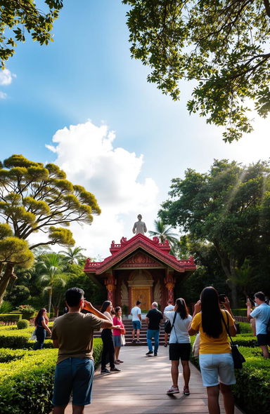 A serene and inviting scene showcasing the shrine of Dr