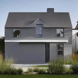 An elegant house painted in a sleek, modern shade of grey.