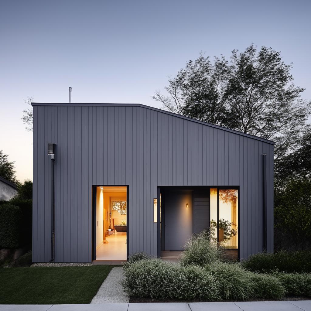 An elegant house painted in a sleek, modern shade of grey.