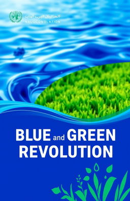 A cover page design representing the Blue and Green Revolution, featuring vibrant shades of blue and green