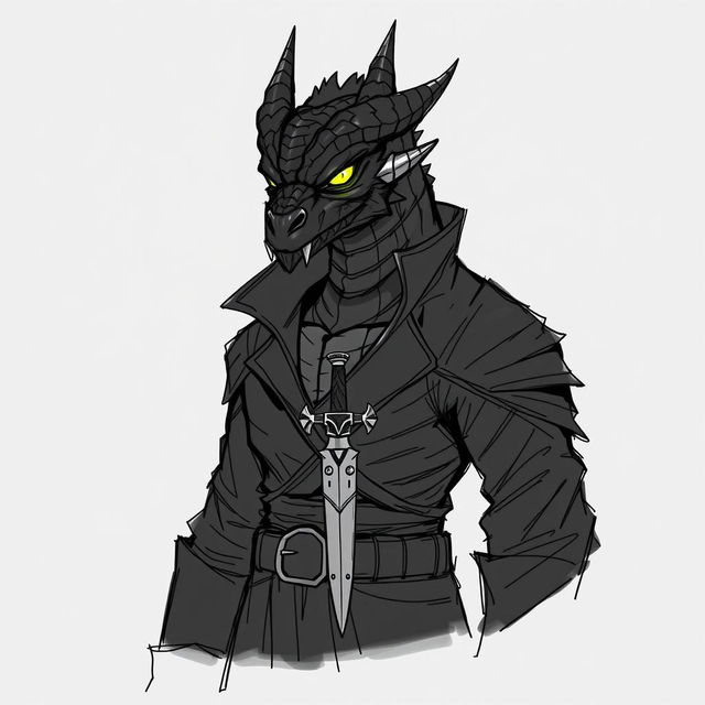 A sketch illustration of Vrax, the Regional leader of the Flaming Knives, a fearsome criminal organization in the Dungeons & Dragons universe