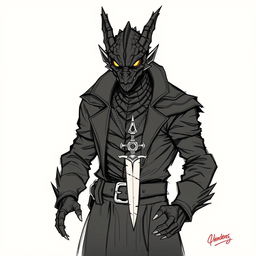 A sketch illustration of Vrax, the Regional leader of the Flaming Knives, a fearsome criminal organization in the Dungeons & Dragons universe