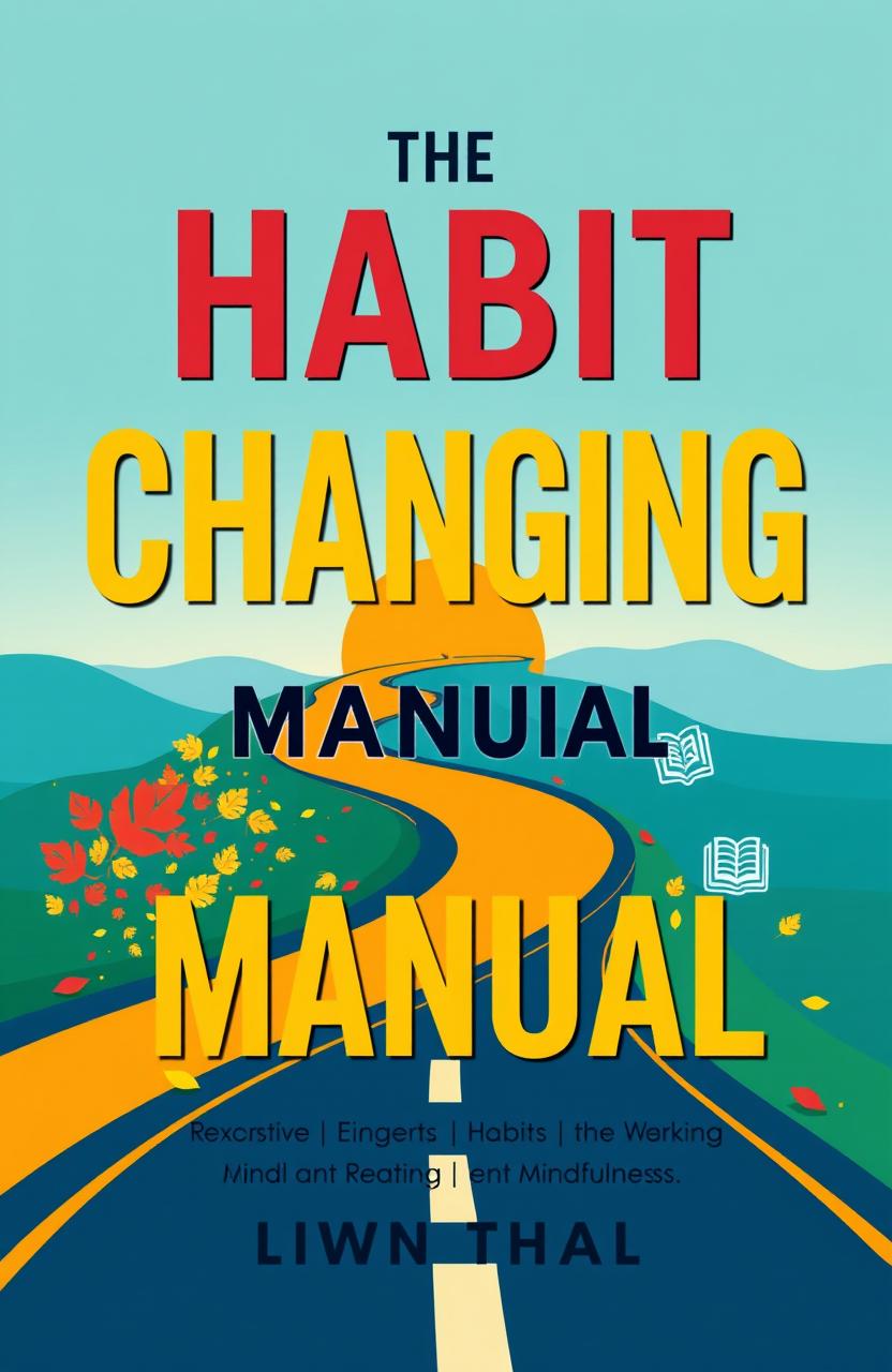 An engaging design for a book cover titled 'The Habit Changing Manual', featuring a vibrant and modern aesthetic