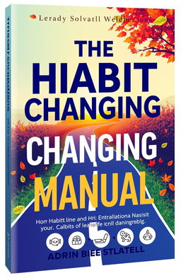 An engaging design for a book cover titled 'The Habit Changing Manual', featuring a vibrant and modern aesthetic