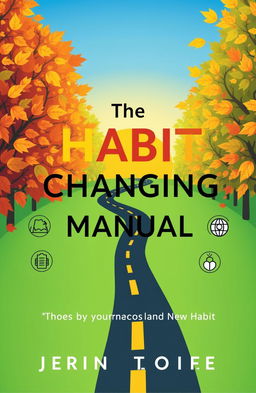 An engaging design for a book cover titled 'The Habit Changing Manual', featuring a vibrant and modern aesthetic