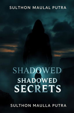 A mysterious and captivating novel cover design for a book titled "Shadowed Secrets" by Sulthon Maulana Putra