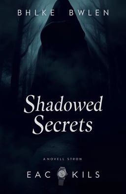 A captivating novel cover for a mystery story titled 'Shadowed Secrets', featuring an enigmatic figure partially shrouded in shadows, suggesting disappearance and intrigue