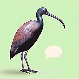 Create a realistic image of a glossy ibis