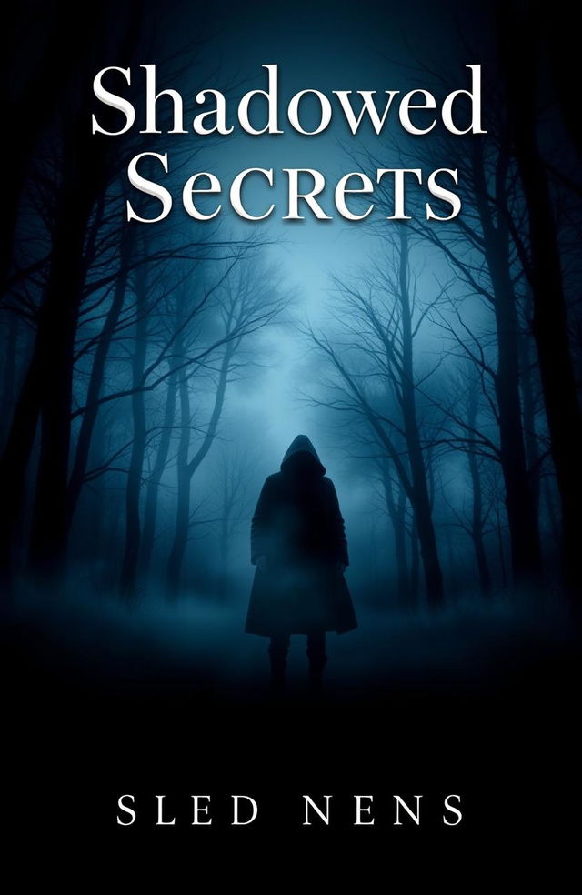 A captivating novel cover for a thriller titled 'Shadowed Secrets'