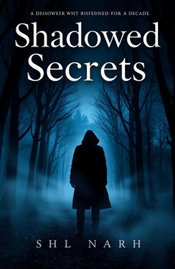 A captivating novel cover for a thriller titled 'Shadowed Secrets'