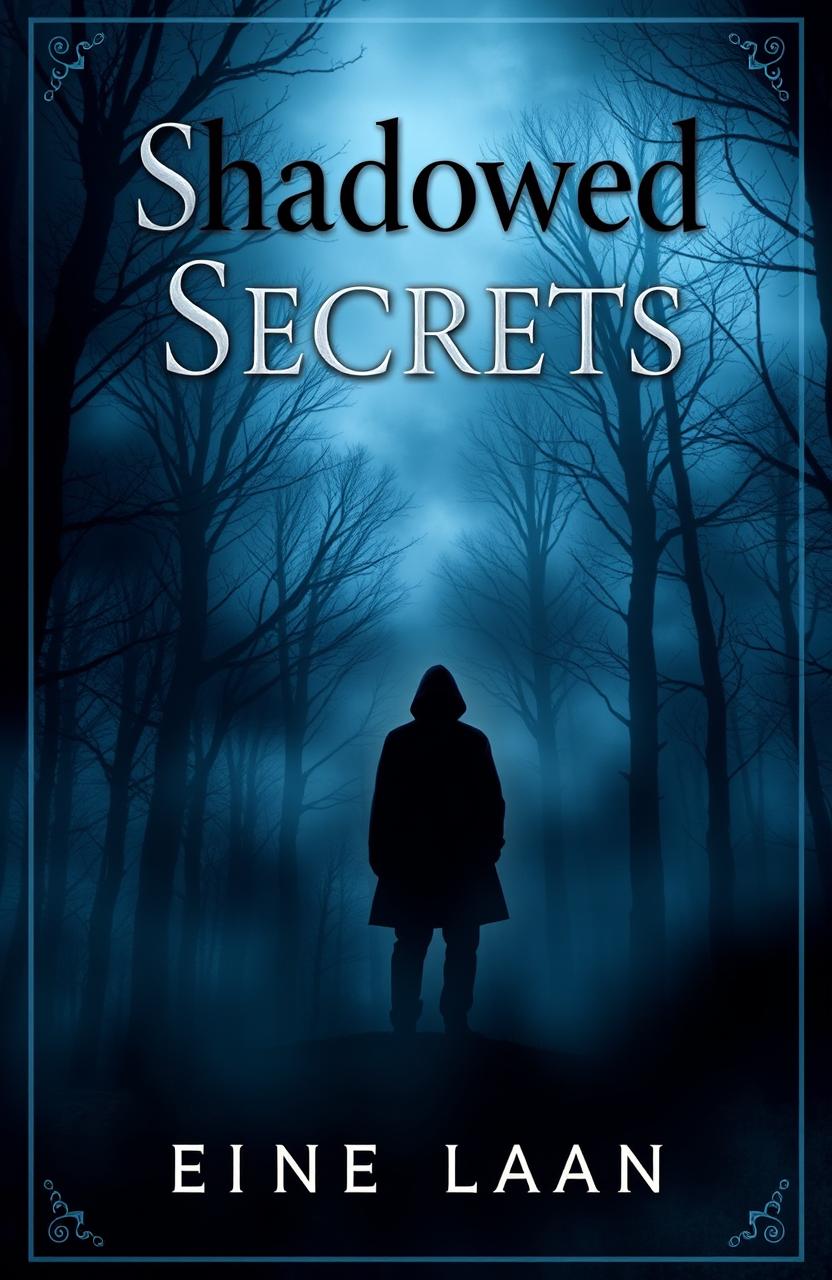 A captivating novel cover for a thriller titled 'Shadowed Secrets'