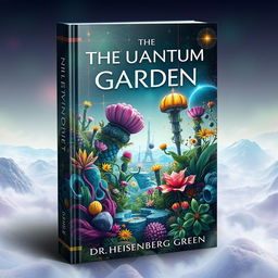 A captivating book cover for 'The Quantum Garden' by Dr