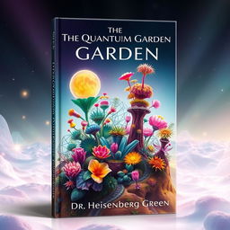 A captivating book cover for 'The Quantum Garden' by Dr