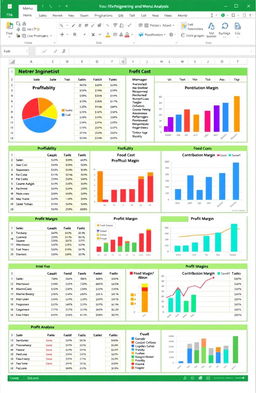 An informative and well-organized MS Excel spreadsheet layout for Menu Engineering and Menu Analysis