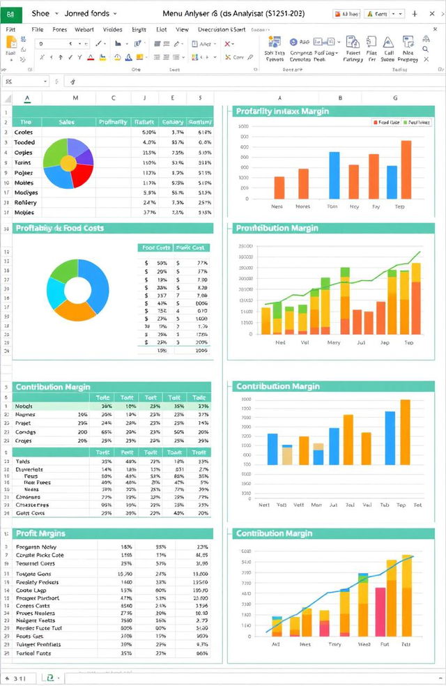 An informative and well-organized MS Excel spreadsheet layout for Menu Engineering and Menu Analysis