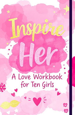 A beautifully designed typographic book cover titled "Inspire Her: A Love Workbook for Ten Girls"