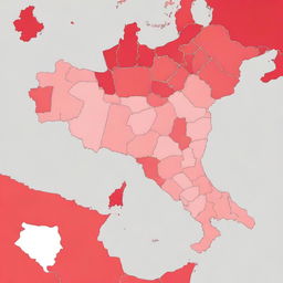 Generate an illustrative map containing the countries: Italy, Sardinia, Southern France, Tunisia, Morocco, Spain