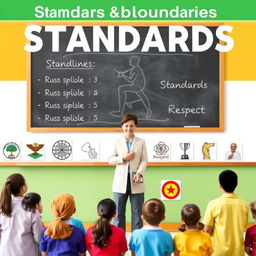 A visually engaging collage representing the concepts of standards, boundaries, discipline, and respect