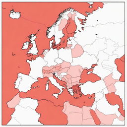 Generate an illustrative map containing the countries: Italy, Sardinia, Southern France, Tunisia, Morocco, Spain