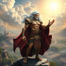 A majestic Greek god portrayed in a stunning game art style, exuding power and divinity