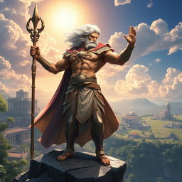 A majestic Greek god portrayed in a stunning game art style, exuding power and divinity
