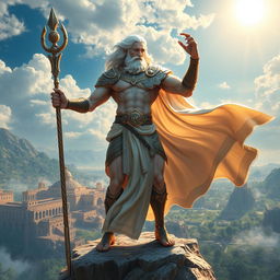 A majestic Greek god portrayed in a stunning game art style, exuding power and divinity