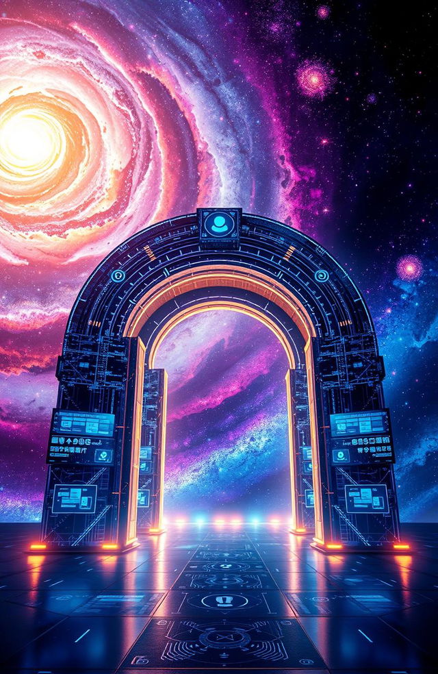 A stunning and vibrant representation of a galaxy-themed communication and information gateway