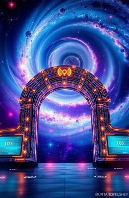 A stunning and vibrant representation of a galaxy-themed communication and information gateway