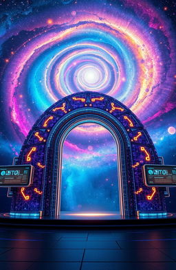 A stunning and vibrant representation of a galaxy-themed communication and information gateway