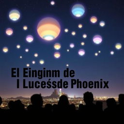 A captivating YouTube thumbnail featuring a mysterious night sky over Phoenix, Arizona illuminated by glowing, colorful orbs of light, representing the famous Phoenix Lights phenomenon