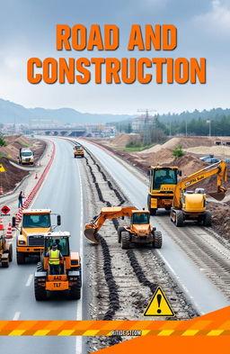 A modern and professional book cover design for a road and construction company