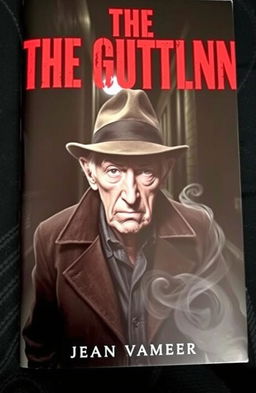 A book cover featuring an old man with a suspicious expression, wearing a long dark coat and a fedora hat