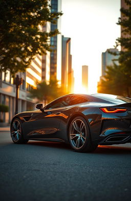 A stunning cover image featuring a sleek luxury car parked elegantly on a city street at sunset