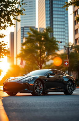 A stunning cover image featuring a sleek luxury car parked elegantly on a city street at sunset