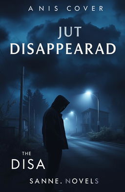 A mysterious and atmospheric novel cover featuring a lone figure standing on a foggy, deserted street at night, illuminated by dim street lights