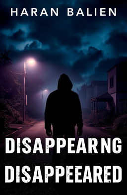 A mysterious and atmospheric novel cover featuring a lone figure standing on a foggy, deserted street at night, illuminated by dim street lights