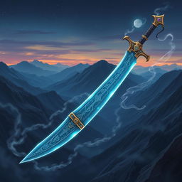 A stunning illustration of a legendary dragonslayer sword, intricately designed with ancient runes and symbols etched on the blade