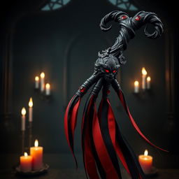 An artistic portrayal of a demon flogger designed with seductive and dark fantasy elements