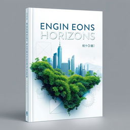 A visually striking book cover for 'Engineering Horizons', showcasing the fusion of nature and technology
