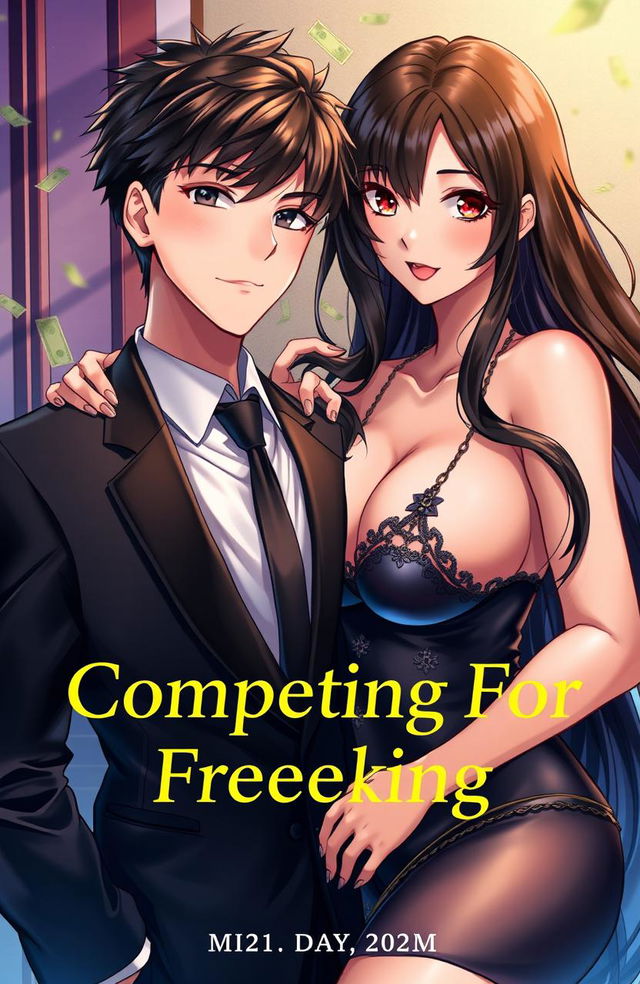 A captivating anime-style cover for a story titled 'Competing For Freedom'