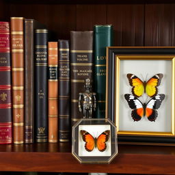 A shelf displaying a curated collection of precious books, showcasing their rich covers and spines