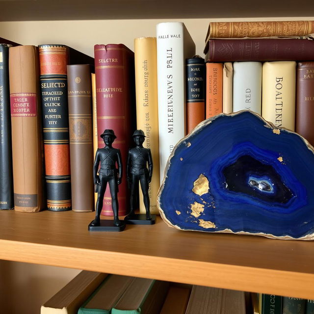 A carefully arranged shelf filled with selected and precious books, showcasing their unique covers and spines