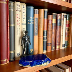 A carefully arranged shelf filled with selected and precious books, showcasing their unique covers and spines