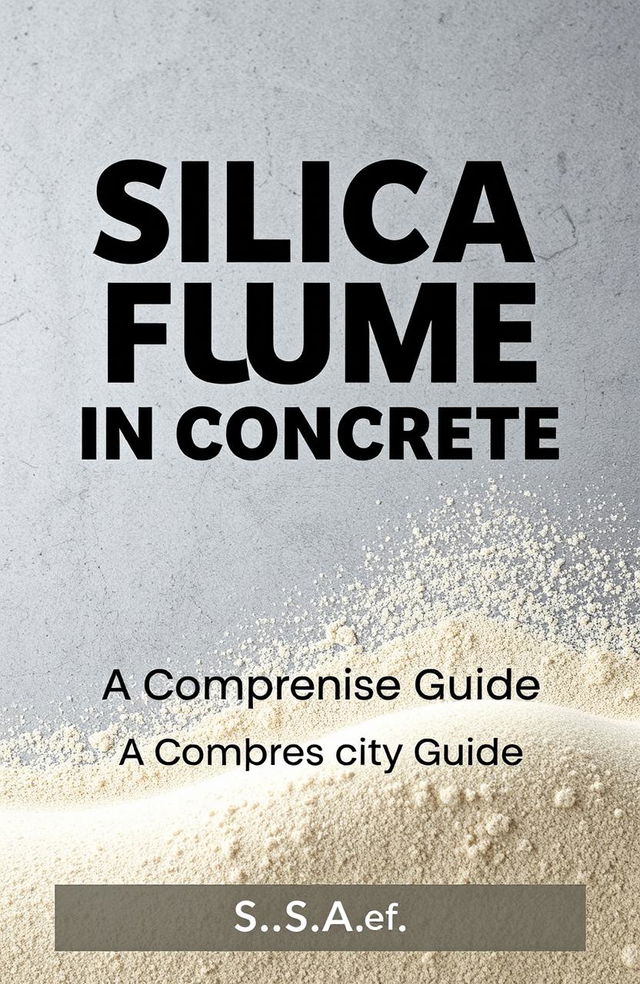 A visually captivating book cover design for "Silica Fume in Concrete: A Comprehensive Guide by S