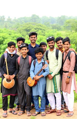 A group of young men from North Bengal, showcasing traditional attire mixed with modern fashion
