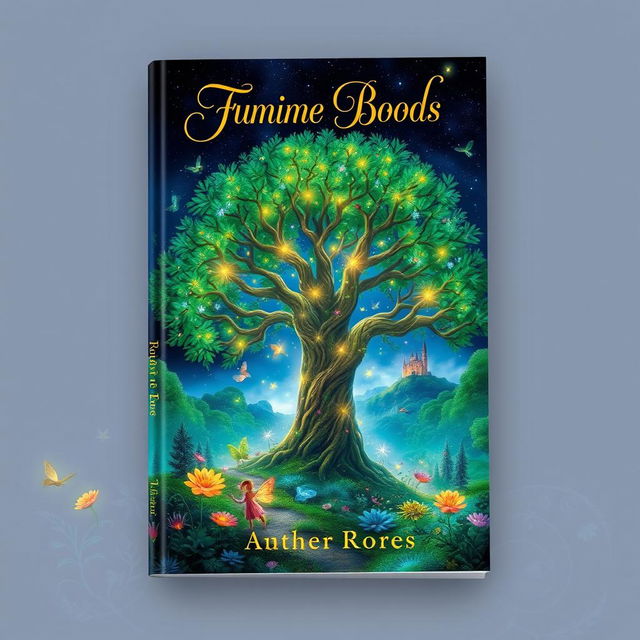 A visually stunning book cover featuring a magical forest filled with vibrant, otherworldly flora and fauna